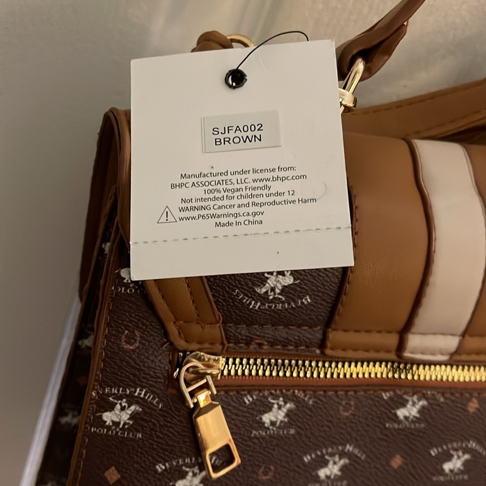 Beverly Hills Polo Club Brown Crossbody Bag with Monogram Design - Picture 3 of 5